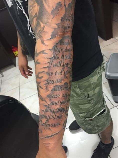 Psalm 23:4 Torn Skin Tattoo | Ripped skin tattoo, Tattoos, Tattoo work ...